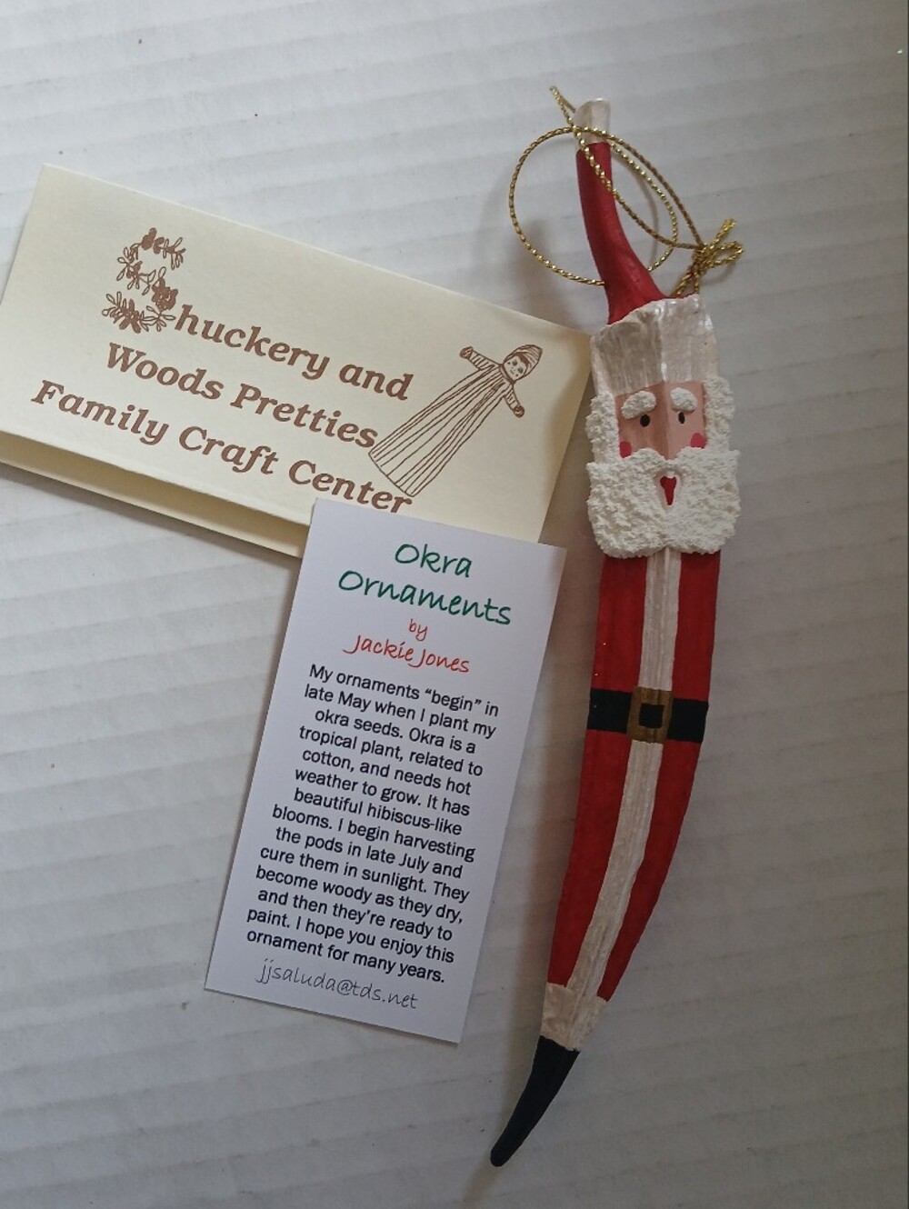 Handcrafted Santa Claus Ornament Okra Shuckery & Woods Pretties New Box 1.8 Oz.